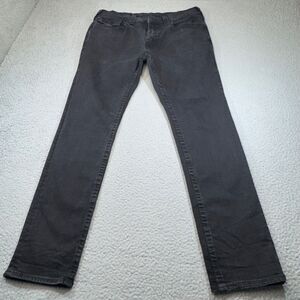True Religion Jeans Men 36x33 Black Rocco Relaxed Skinny Stretch Faded Flap‎